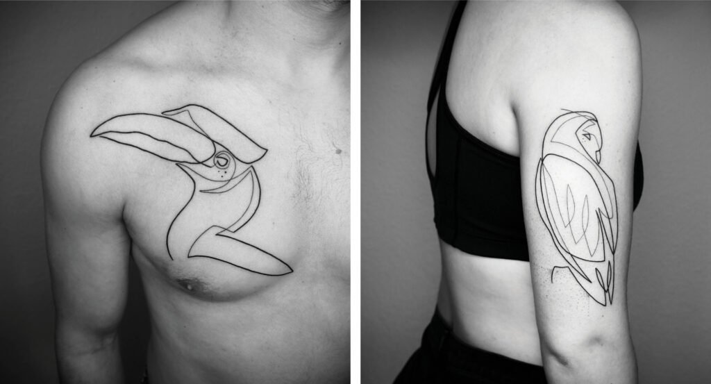 Single Line Tattoos By Iranian - German Artist